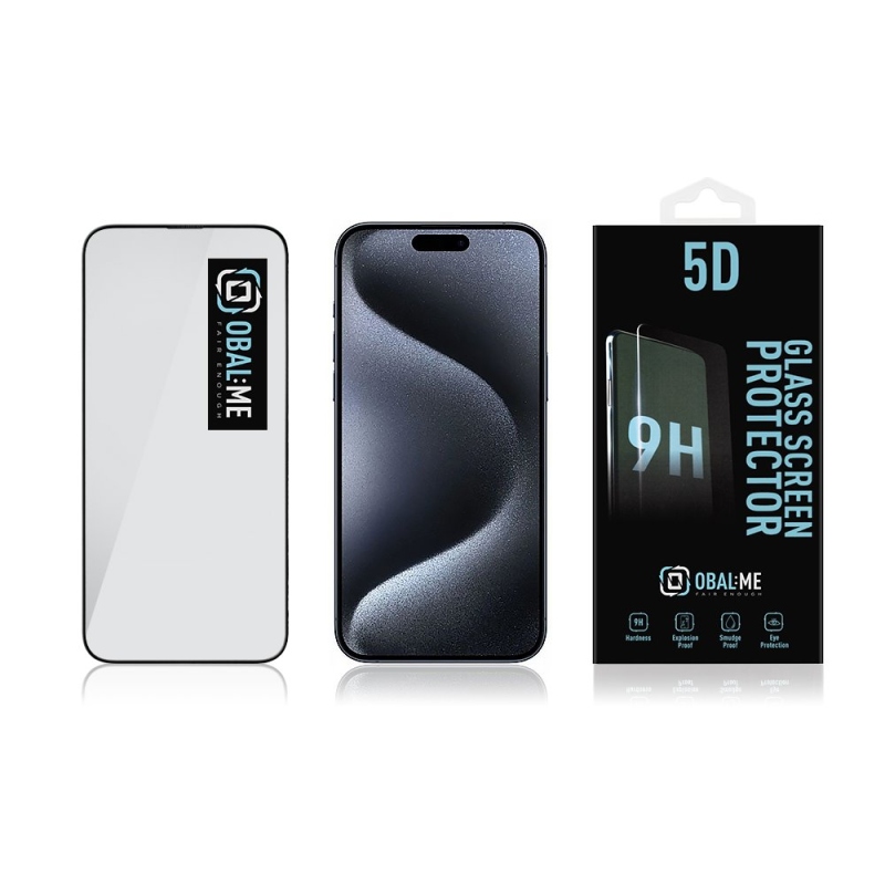 CSOMAG:ME 5D edzett üveg Apple iPhone 15 Pro fekete színű készülékhez