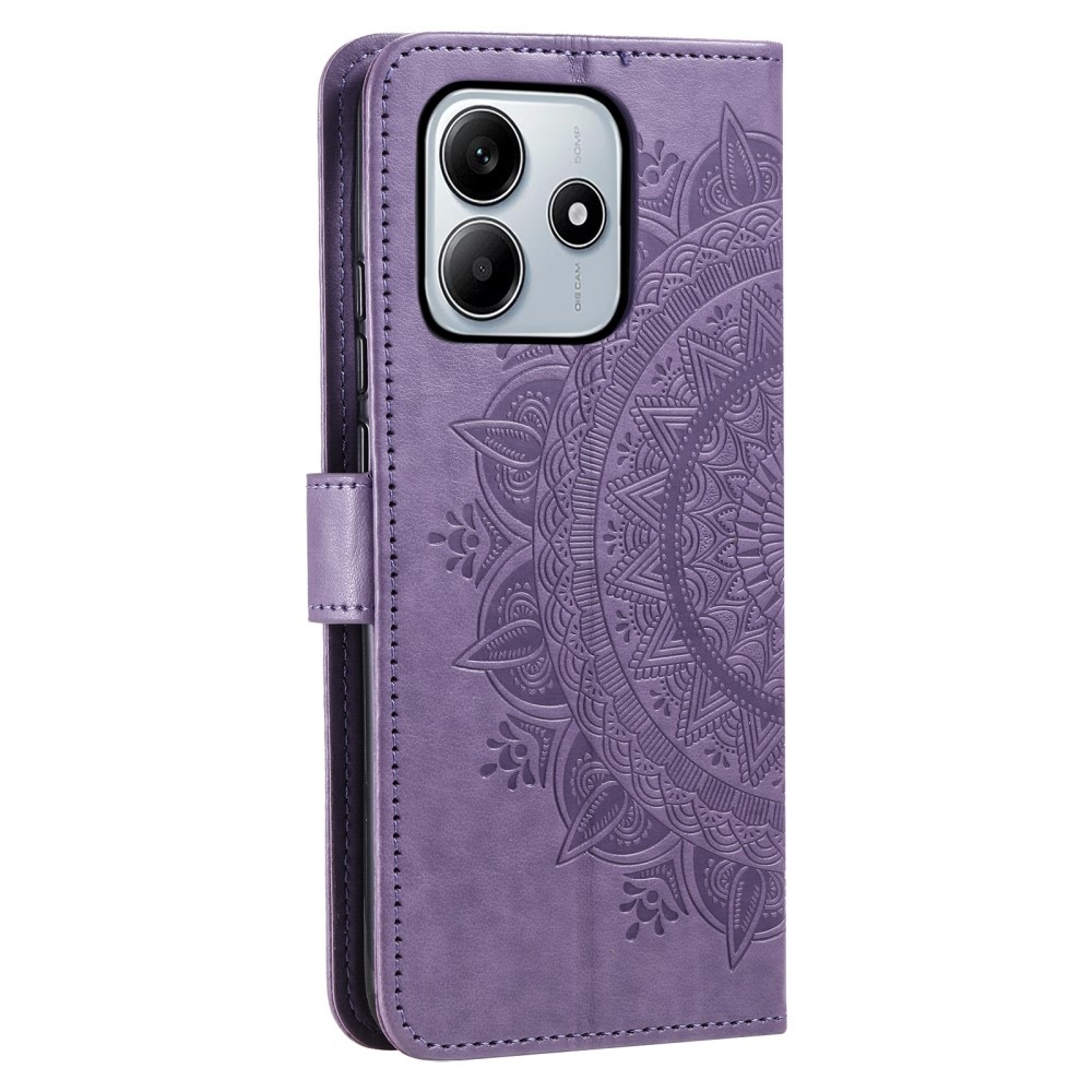 Mandala könyv tok a Xiaomi Redmi Note 14 5G-hez - lila