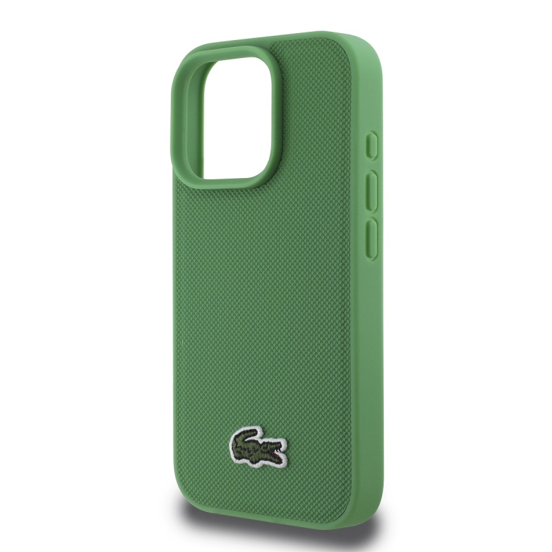 Lacoste Iconic Petit Pique Woven Logo MagSafe hátlapi borító iPhone 16 Pro-hoz Zöld