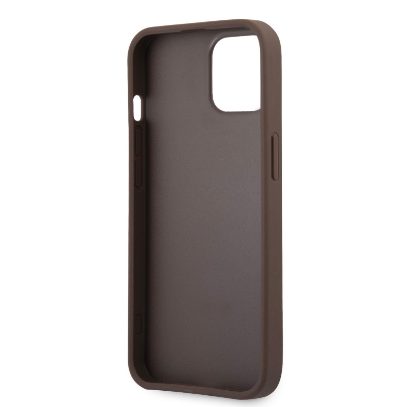 Guess PU 4G fém logós hátlap iPhone 13-hoz Barna barna