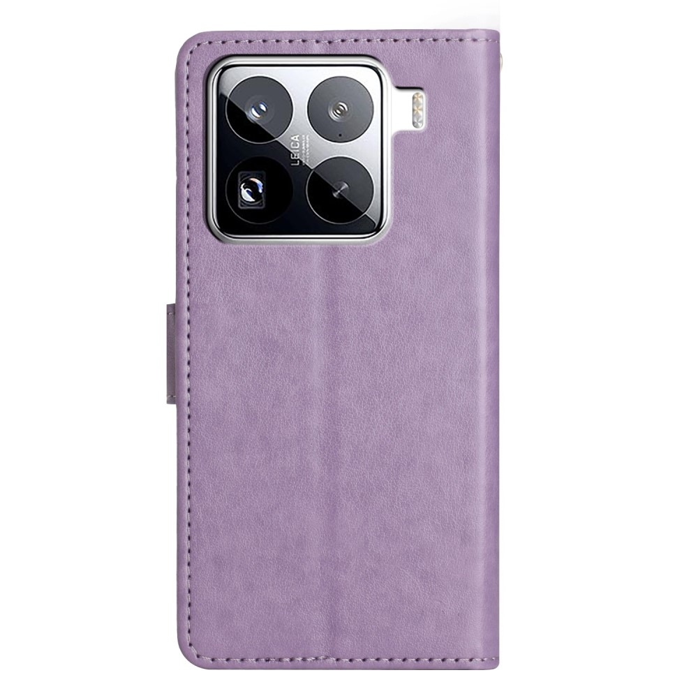 Virágok könyv tok Xiaomi 15 Pro-hoz - világos lila