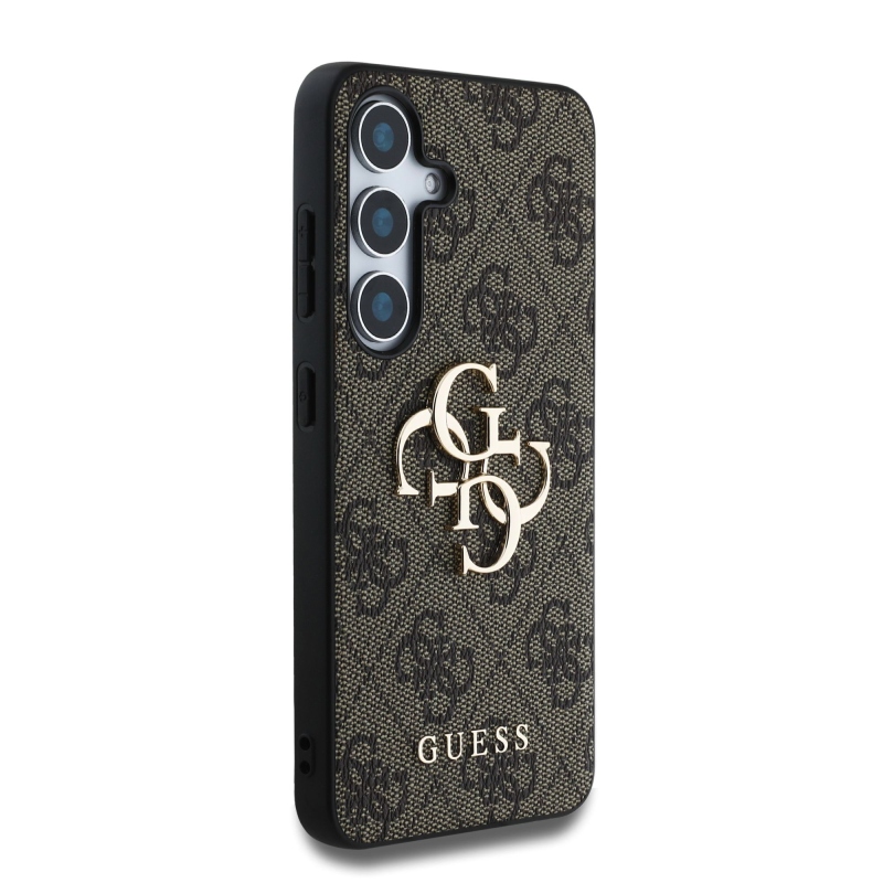 Guess PU 4G fém logó hátlap Samsung Galaxy S25 barna
