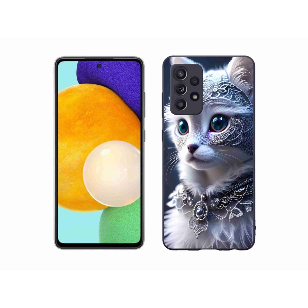Zselés borítás mmCase Samsung Galaxy A52/A52 5G - fehér macska