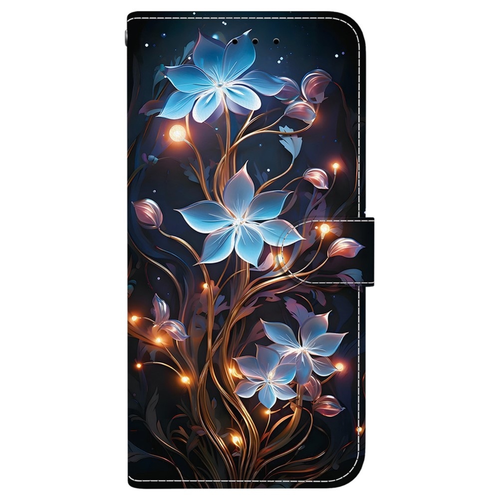 Sokoldalú könyvtáska Samsung Galaxy A36 5G/A56 5G - kék virágok