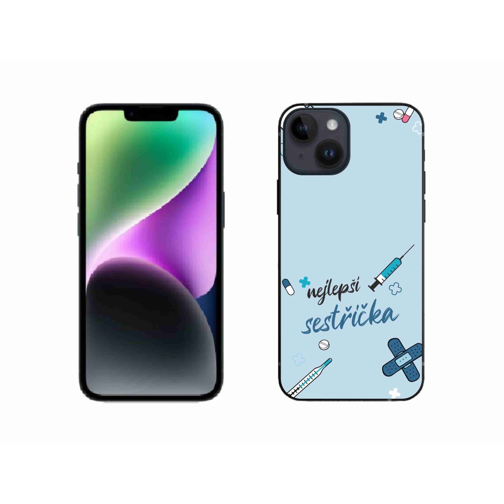Gél borító mmCase iPhone 14 készülékhez - legjobb kishúg kék háttérrel