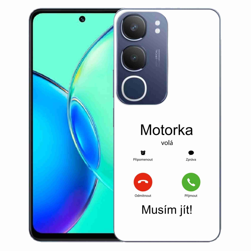 Gél borítás mmCase a Vivo Y19s készülékre - motoros hívások fehér háttérrel