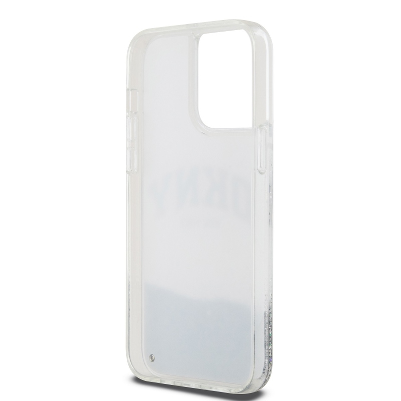 DKNY Liquid Glitter Arch Logo hátlap iPhone 15 Pro Max készülékhez átlátszó
