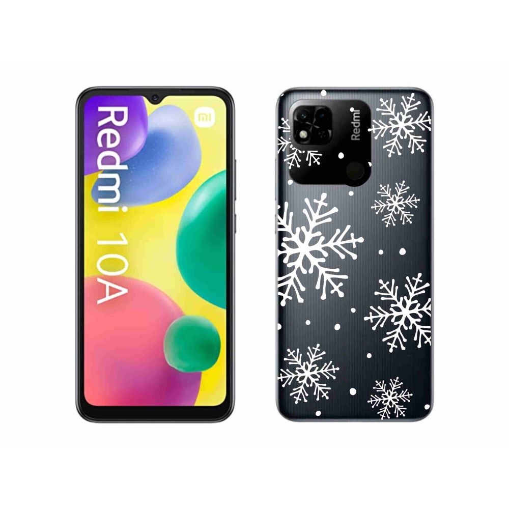 Gél borítás mmCase a Xiaomi Redmi 10A számára - fehér pelyhek átlátszó háttéren