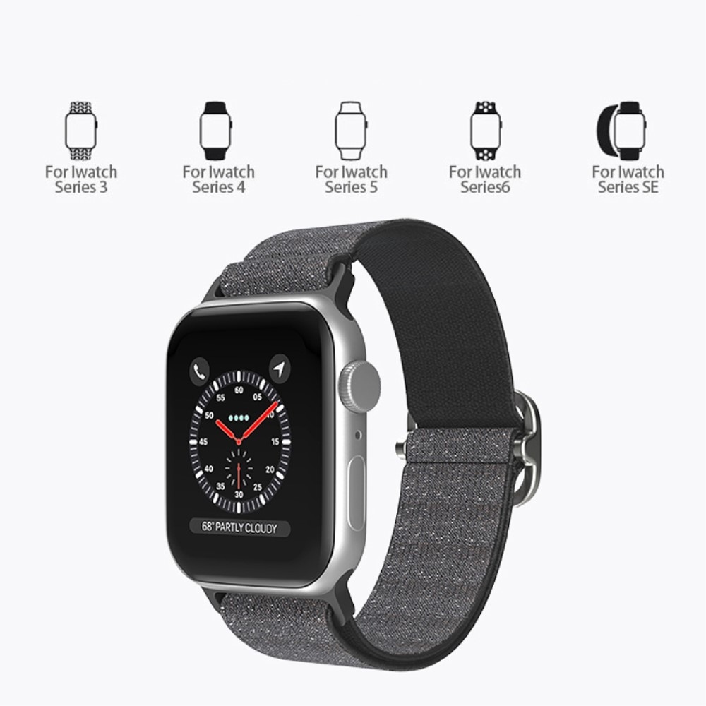 Dekor nejlon szíj Apple Watch Ultra/Ultra 2 49mm/SE/SE 2022/2023 44mm/9/8/7 45mm/6/5/4 44mm/3/2/1 42 mm-es Apple Watch Ultra/Ultra 2 órához - fekete színben