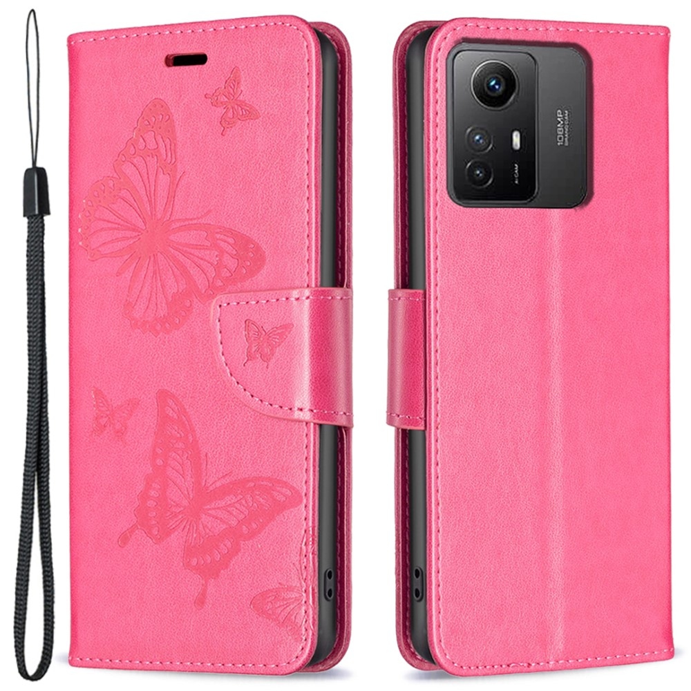 Pillangó könyv tok a Xiaomi Redmi Note 12S-hez - rózsaszínű