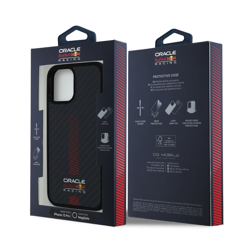 Red Bull Carbon Powerbar MagSafe MagSafe hátlap iPhone 12/12 Pro készülékhez Fekete