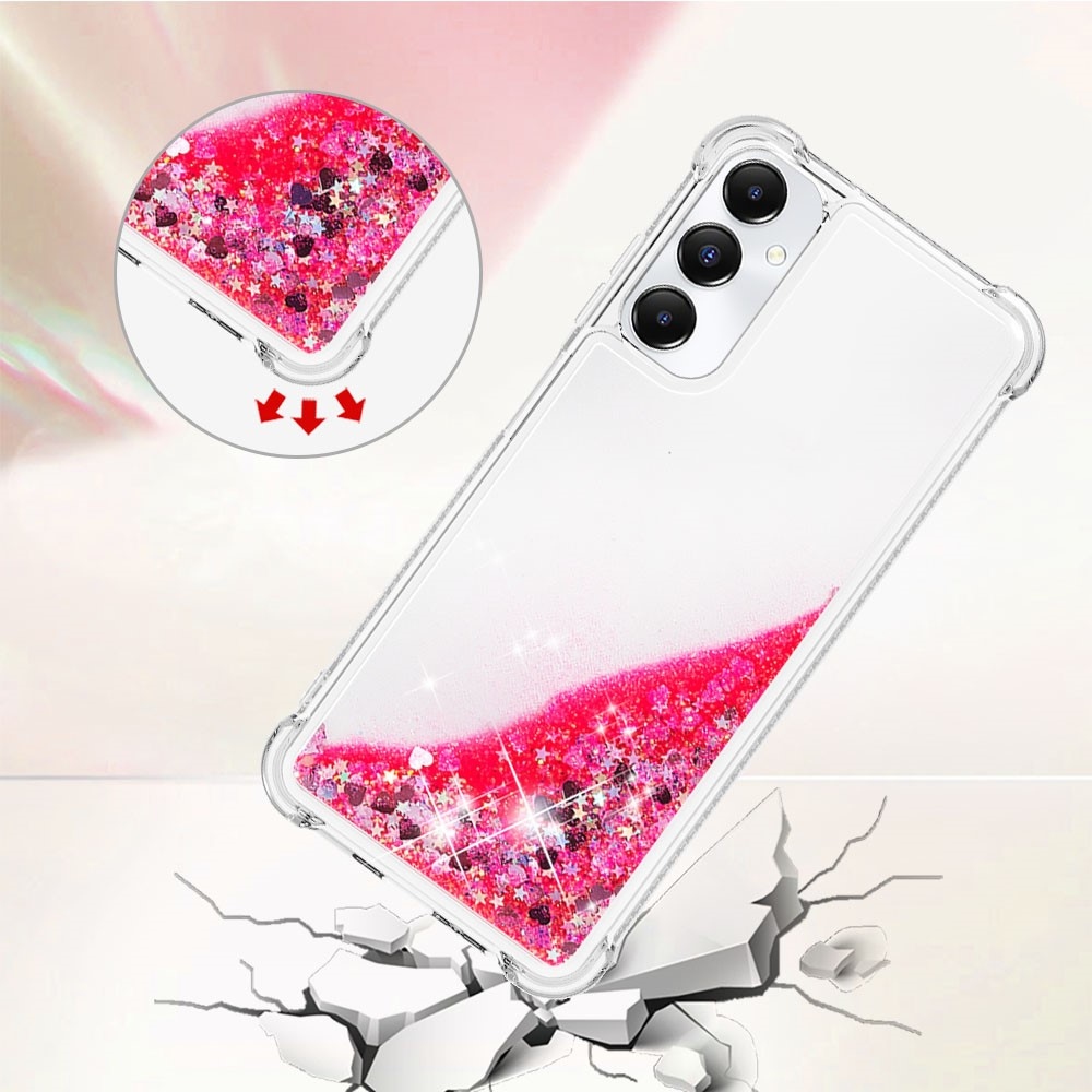 Glitter zselés homokóra tok Samsung Galaxy A05s készülékhez - rózsaszín/szívek