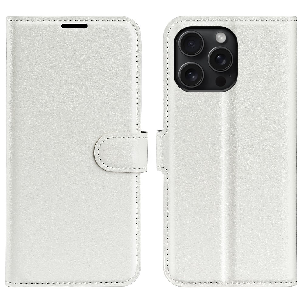 Litchi könyv tok iPhone 16 Pro készülékhez - fehér