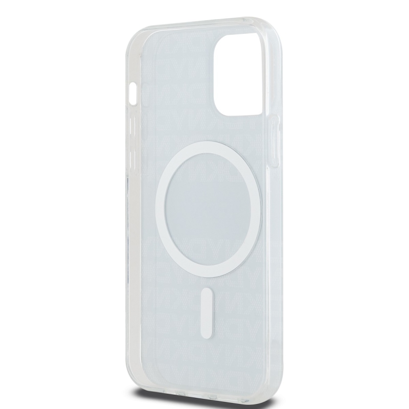 DKNY PC/TPU ismétlődő mintás tonális csíkos Magsafe hátlap iPhone 12/12 Pro bézs színű borítóhoz