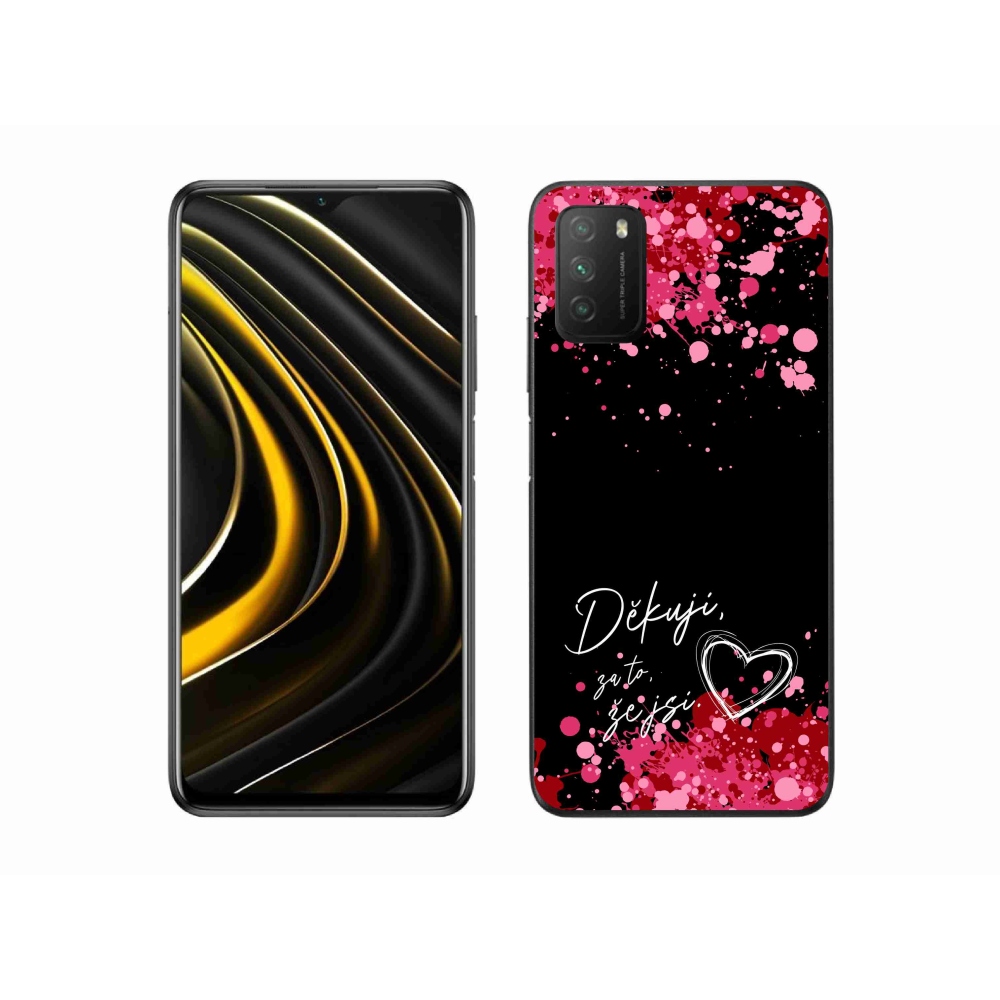 Gél borítás mmCase a Xiaomi Poco M3-hoz - love text 2 fekete háttér