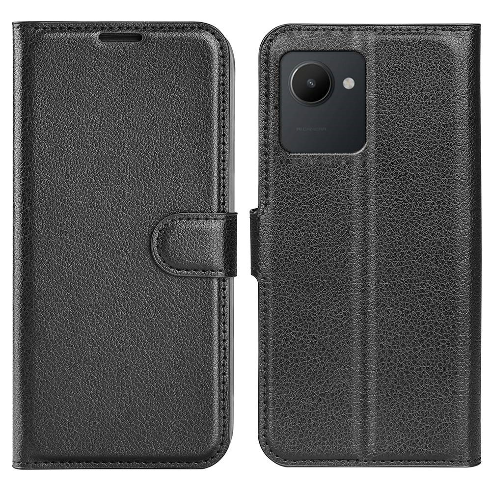 Litchi könyvtáska a Realme C30 készülékhez - fekete