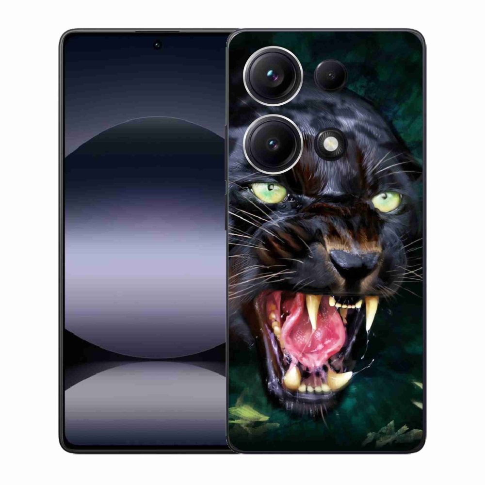 Gél borítás mmCase a Xiaomi Redmi Note 14S-hez - dühös fekete párduc