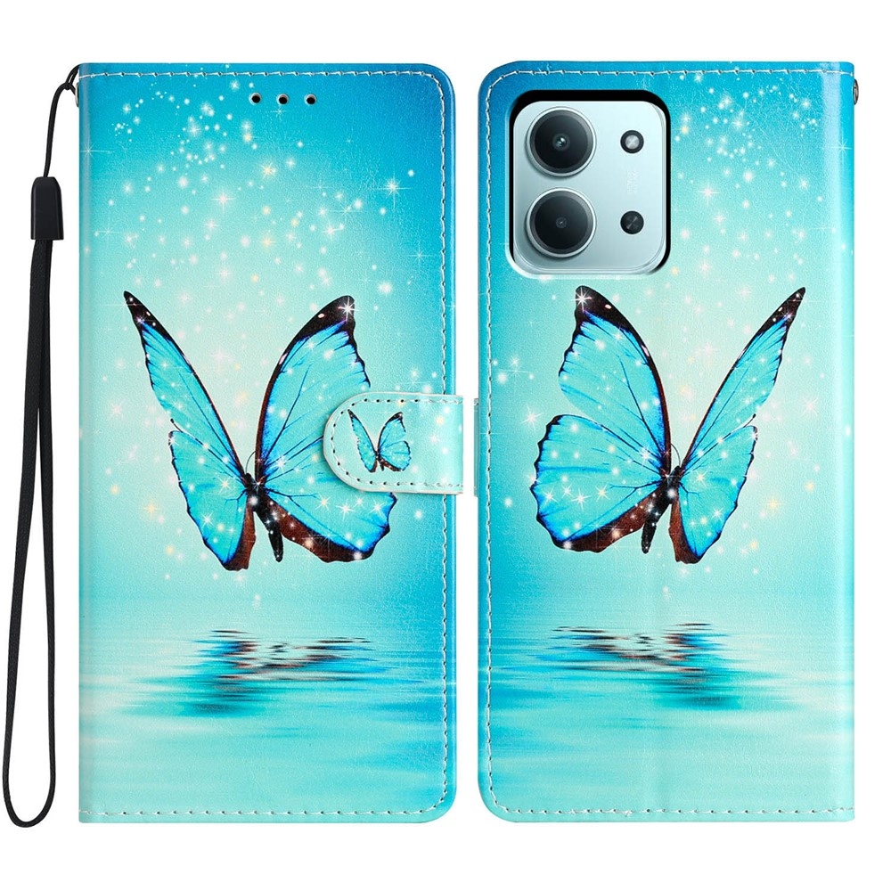 Egyedi könyvtáska Xiaomi Redmi 15C 4G/5G (173mm) - kék pillangó