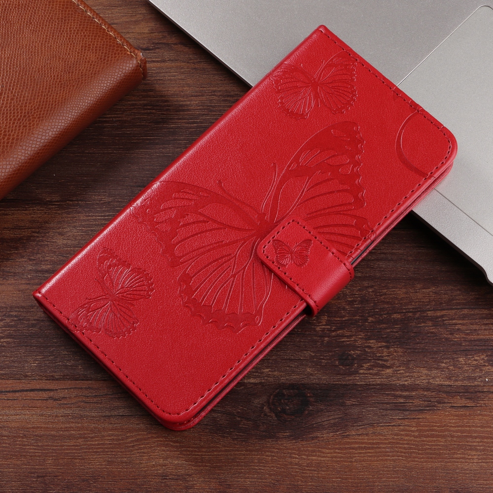 Nagy pillangó könyv tok a Xiaomi Poco F7 5G-hez - piros