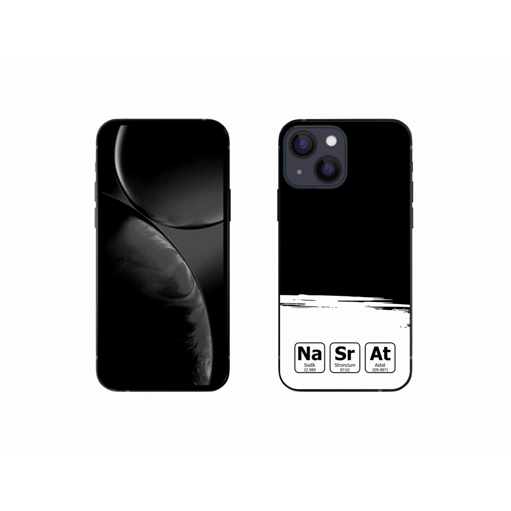 Gél borítás mmCase iPhone 13 mini 5.4 - kémiai elemek fehér és fekete háttérrel