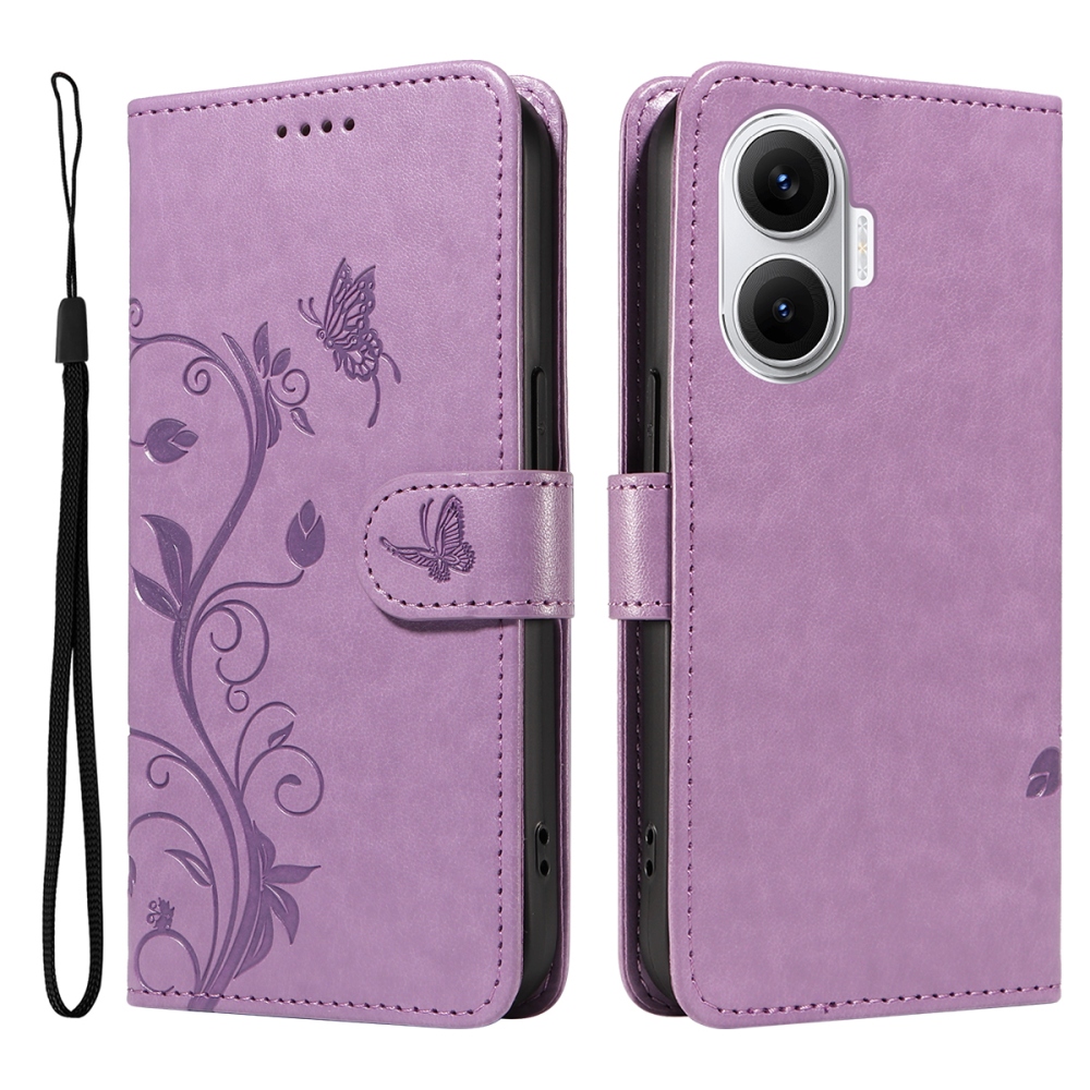 Virágok könyv tok a Xiaomi Poco F7 5G-hez - világos lila