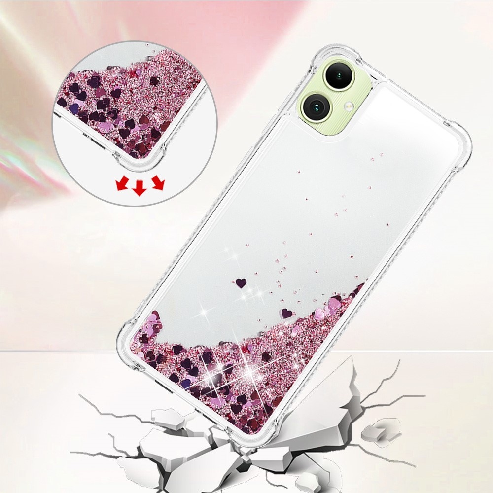 Glitter homokóra zselés tok Samsung Galaxy A06 4G - rózsaarany/szív