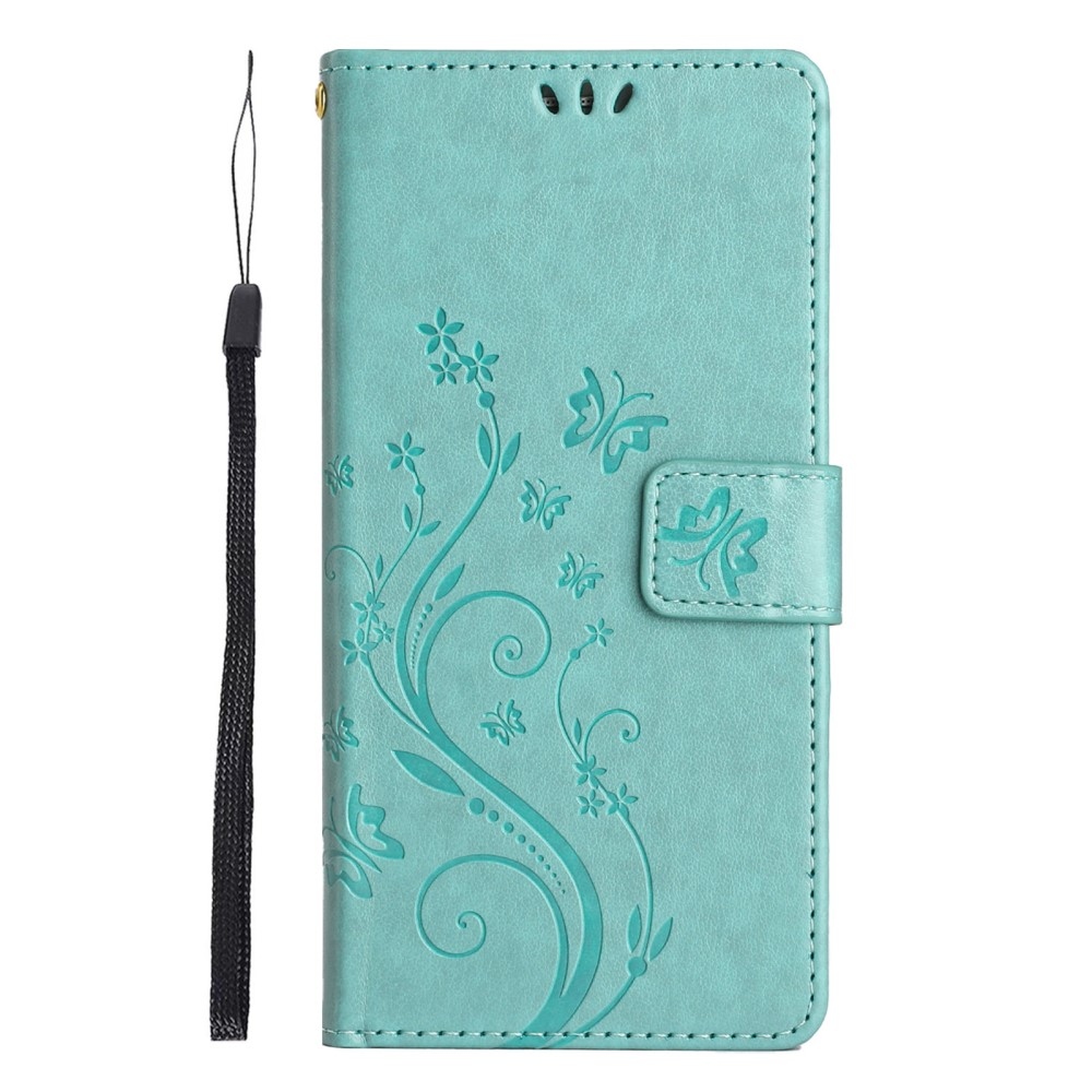 Virágok könyv tok Xiaomi Redmi Note 14 5G-hez - teal - teal