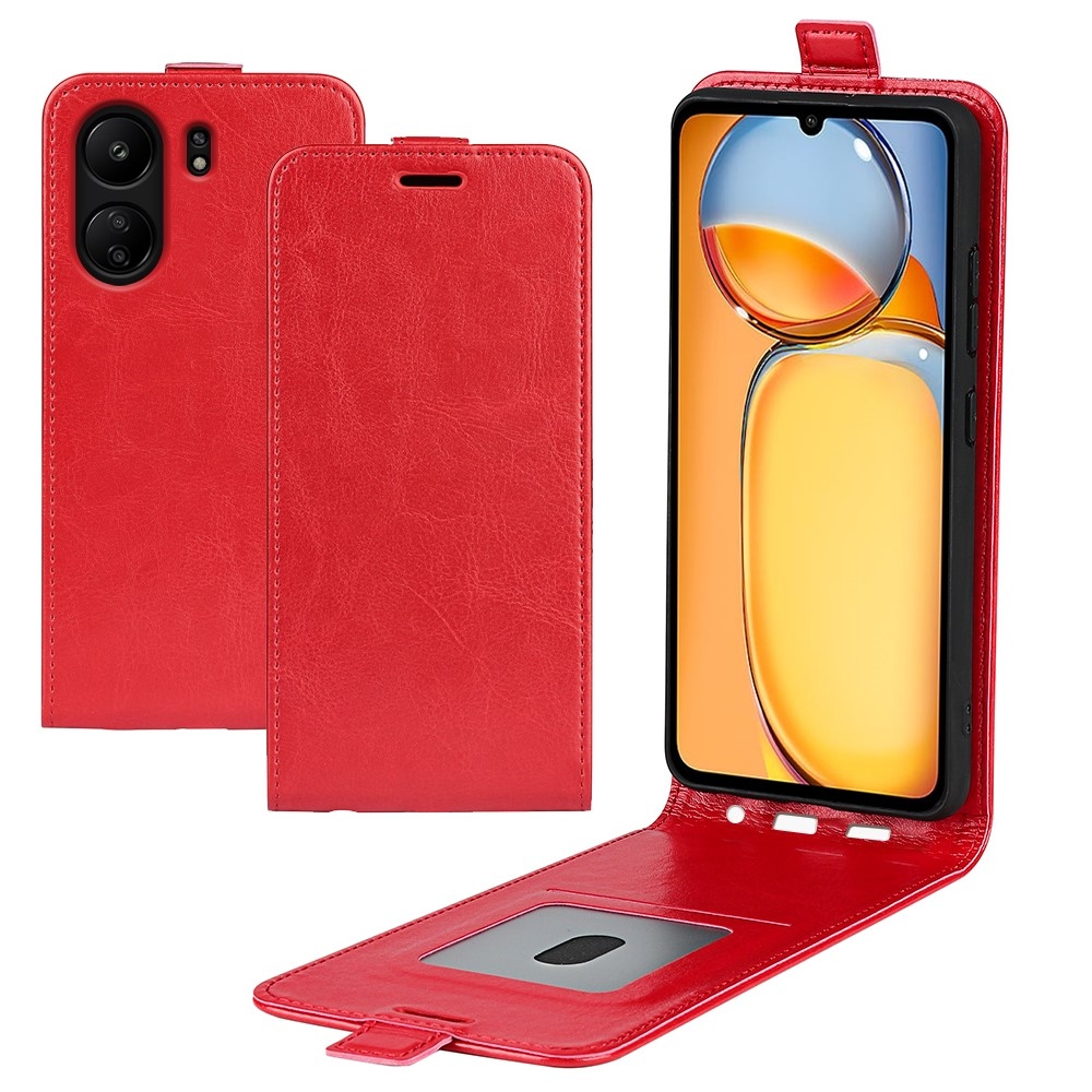 Függőleges könyvtáska a Xiaomi Poco C65/Redmi 13C készülékhez - piros színű