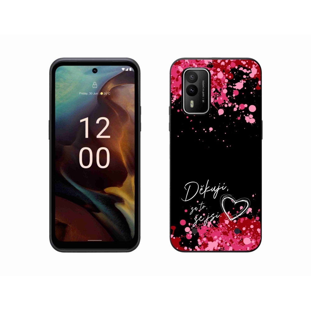 Zselés borító mmCase a Nokia XR21 készülékhez - szerelmes szöveg 2 fekete háttér