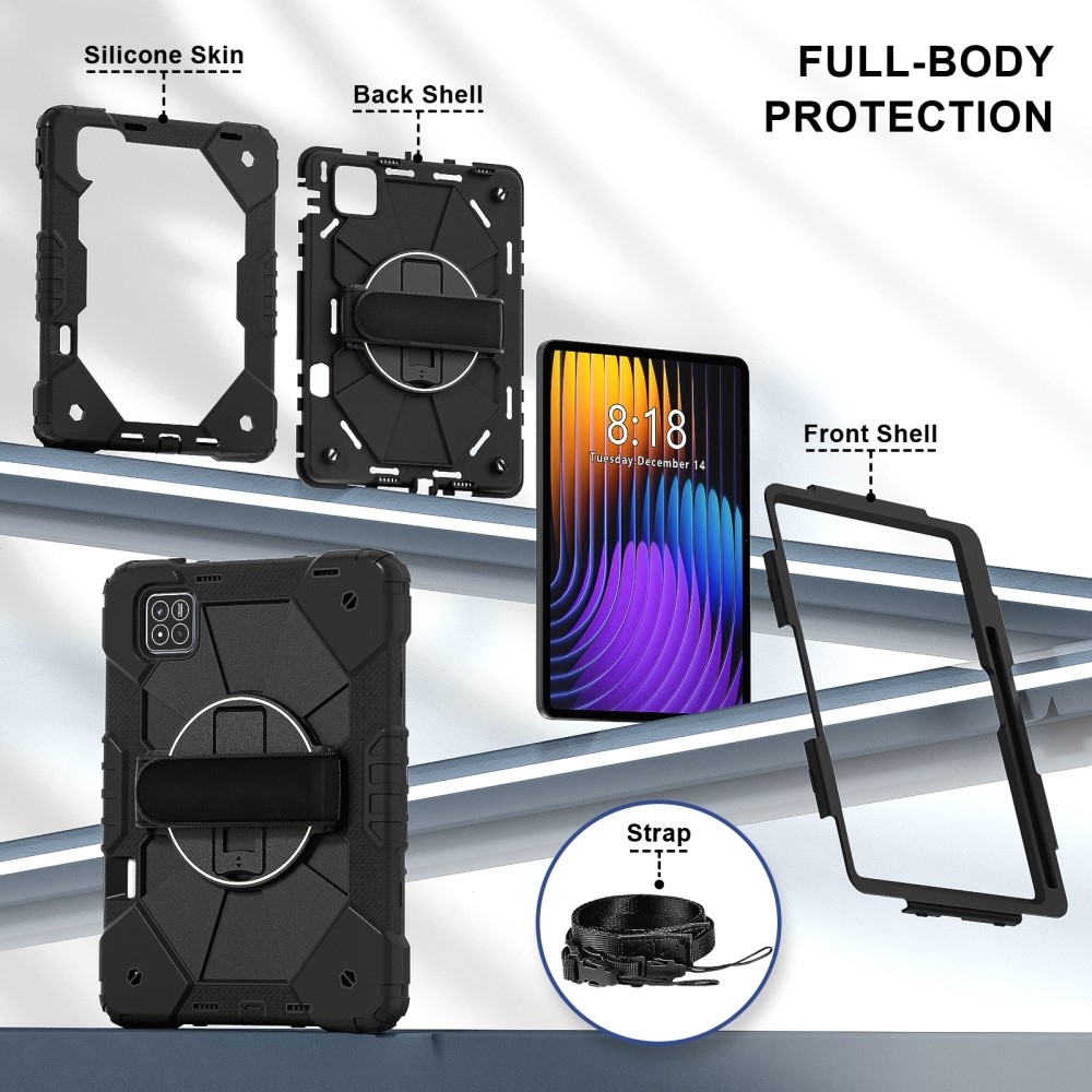 Strapabíró huzat kéztartóval és vállpánttal Xiaomi Pad 7/7 Pro-hoz - fekete