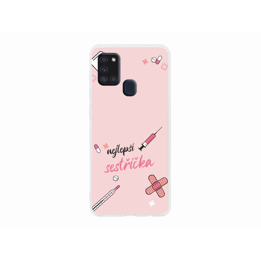 Gél borító mmCase Samsung Galaxy A21s - legjobb kishúg rózsaszín háttérrel