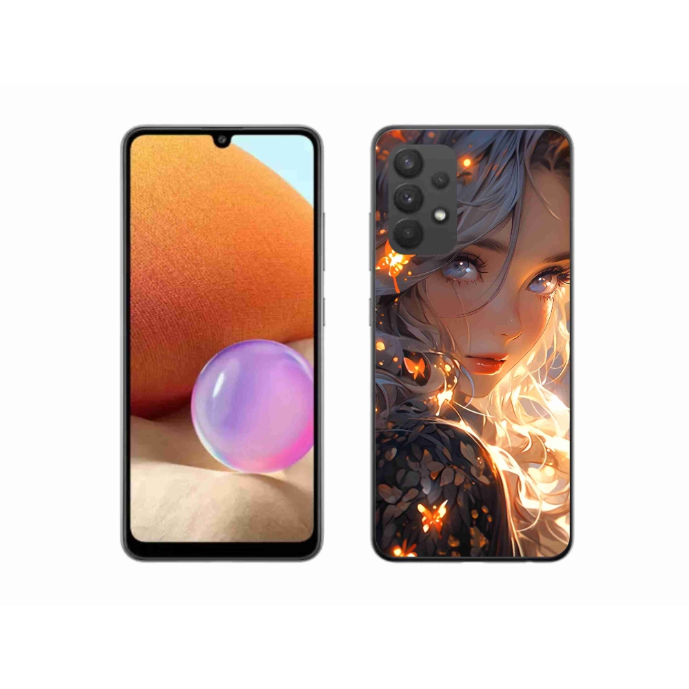 Gél borítás mmCase Samsung Galaxy A32 4G - lány és pillangók