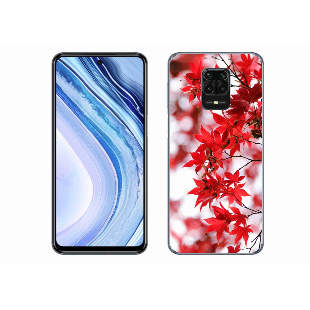 Gél borítás mmCase a Xiaomi Redmi Note 9 Pro-hoz - piros levelek