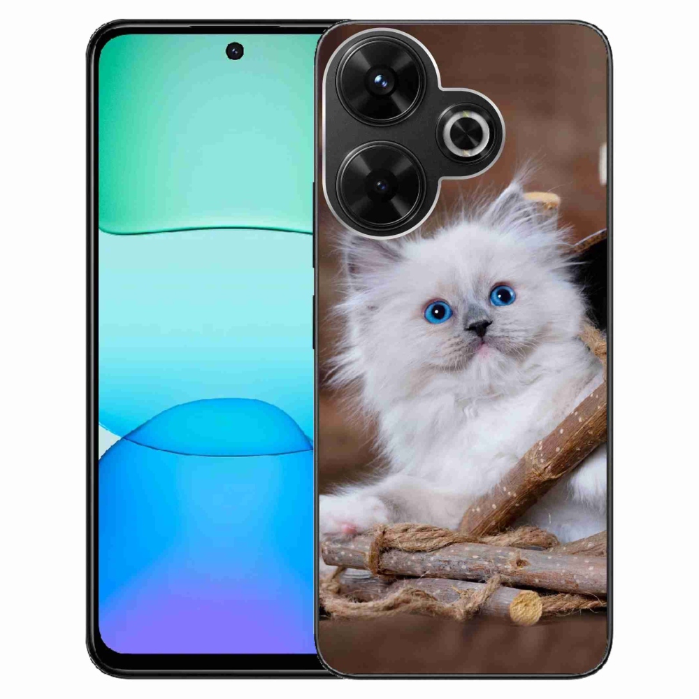 Gél borítás mmCase a Xiaomi Redmi 13 4G/Poco M6 4G számára - fehér cica