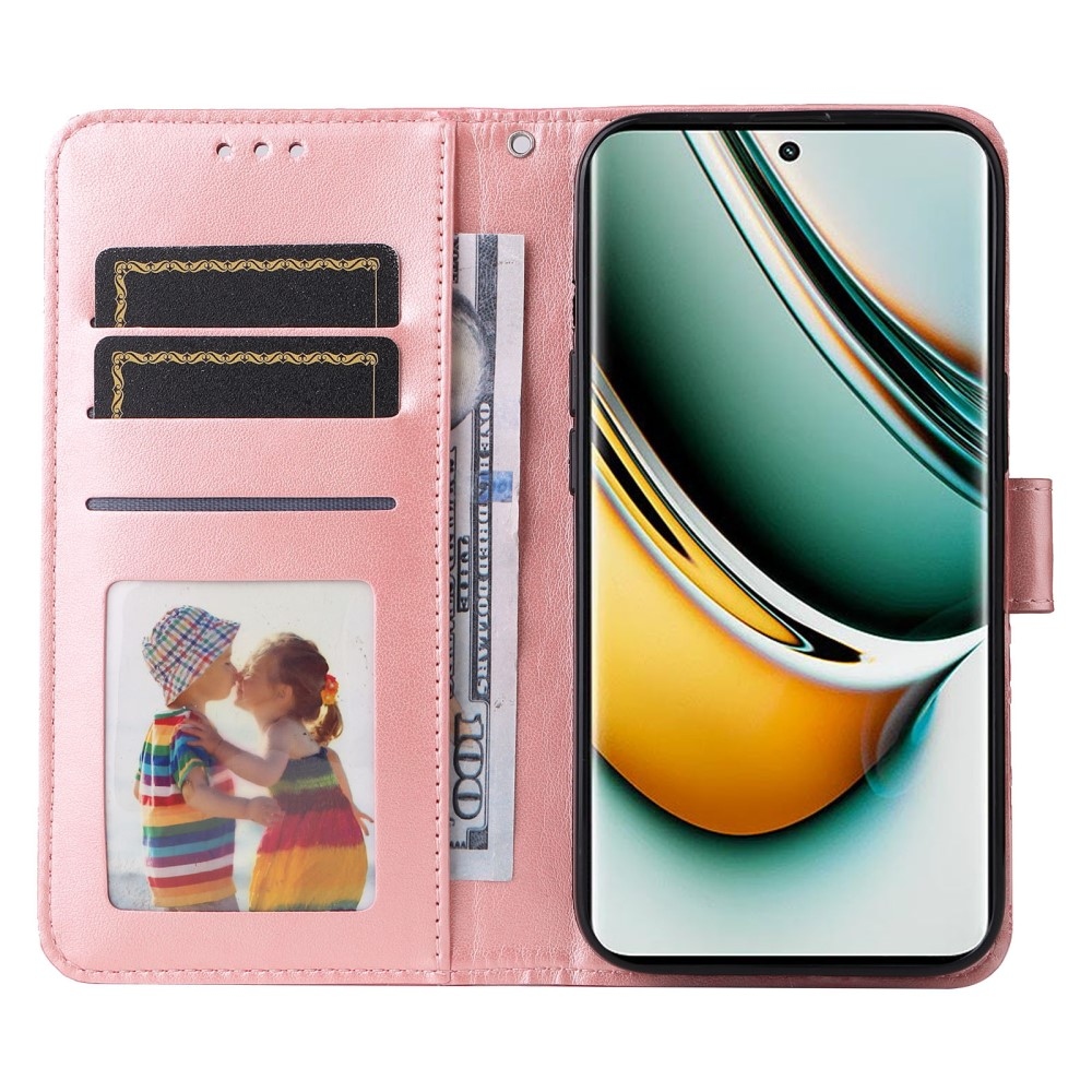 Napraforgó könyvtáska a Realme 11 Pro 5G/11 Pro+ 5G számára - rózsaszín