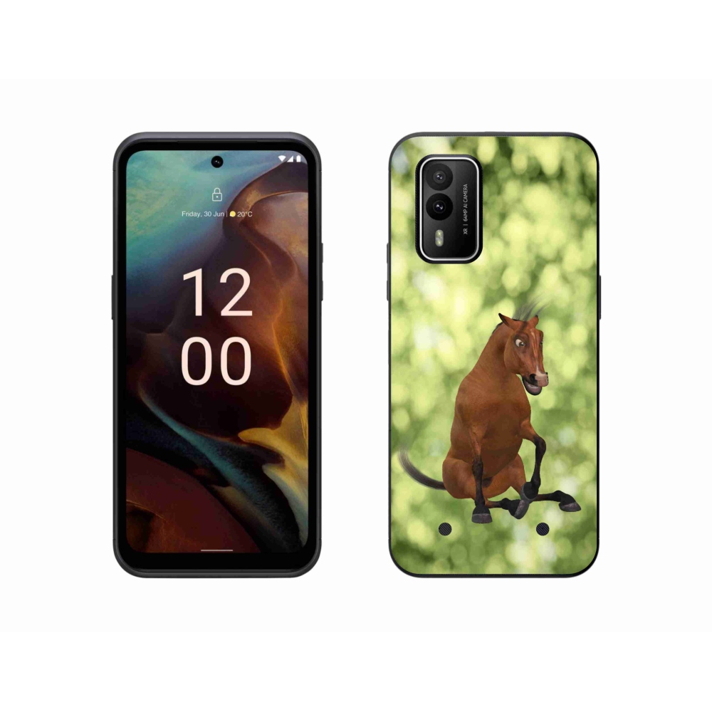 Zselés tok mmCase a Nokia XR21 készülékhez - barna rajzfilm ló 1