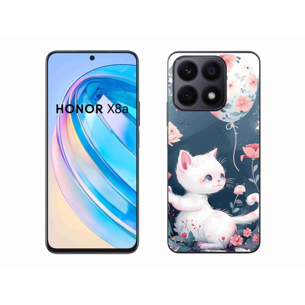 Zselés borítás mmCase a Honor X8a számára - cica lufival
