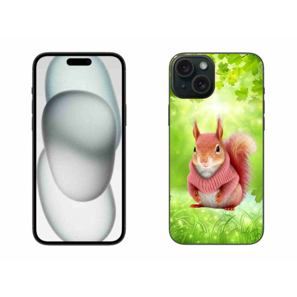 Zselés borítás mmCase iPhone 15 Plus készülékhez - mókus pulóverben