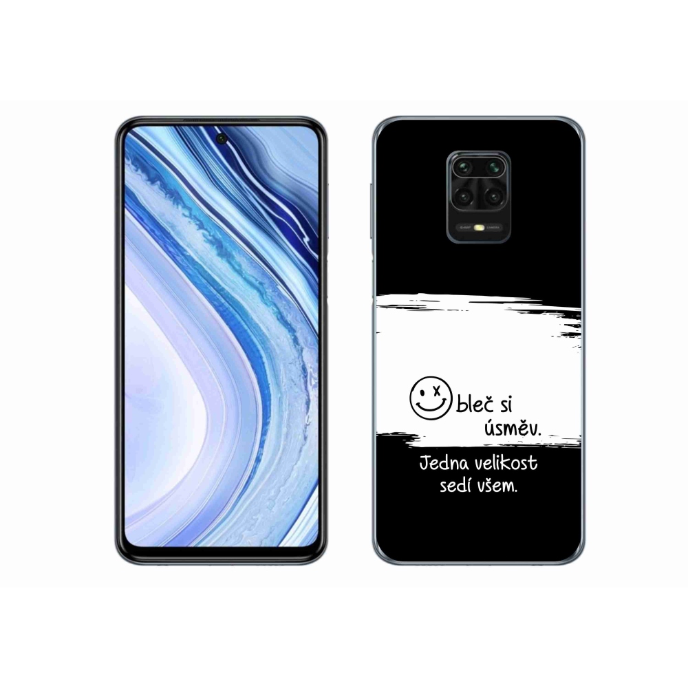 Gél borító mmCase a Xiaomi Redmi Note 9S-hez - vicces szöveg 8 fekete és fehér háttérrel