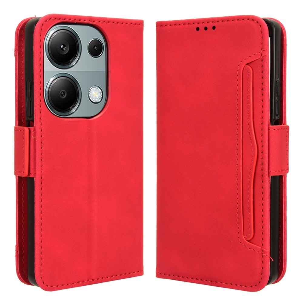 Kártyás könyv tok Xiaomi Redmi Note 14S/Note 13 Pro 4G/Poco M6 Pro - piros