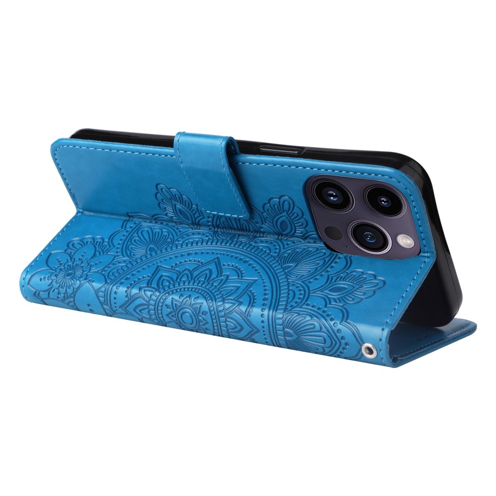 Mandala könyv tok iPhone 15 Pro készülékhez - kék