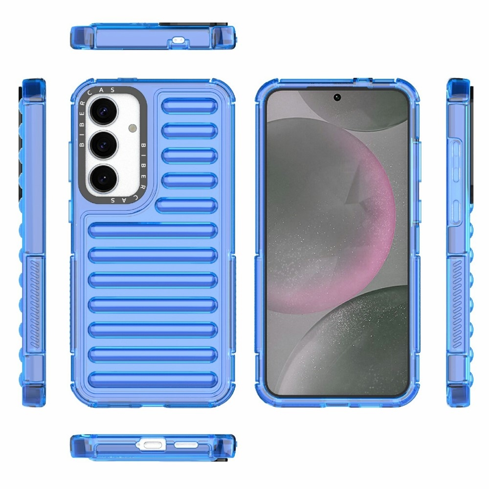 Csíkos tartós borító Samsung Galaxy S25+ készülékhez - kék