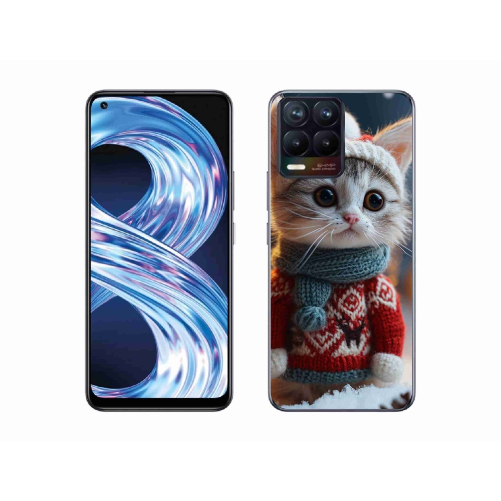 Gél borítás mmCase a Realme 8 Pro-hoz - cica pulóverben