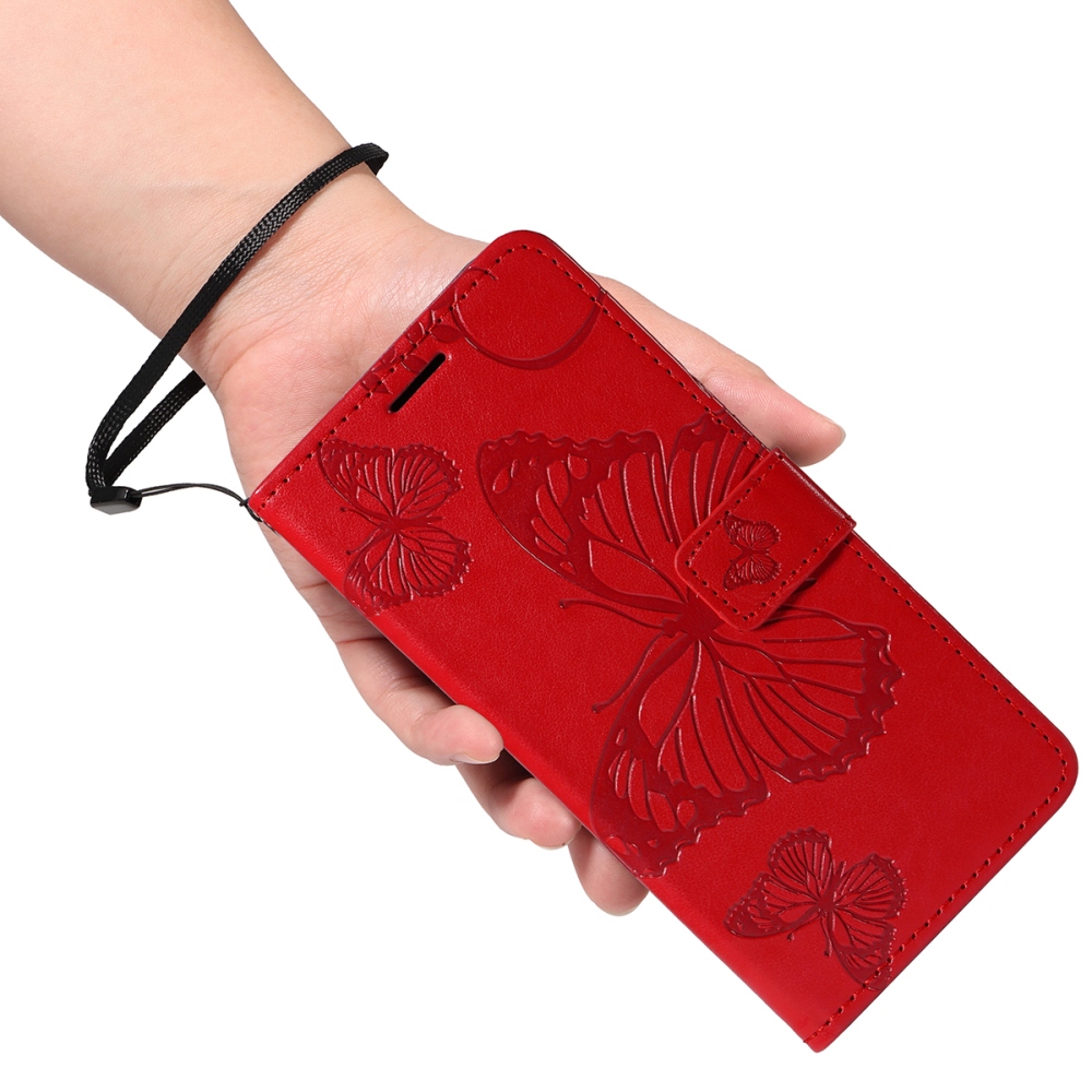 Nagy pillangó könyv tok a Xiaomi Poco F7 5G-hez - piros