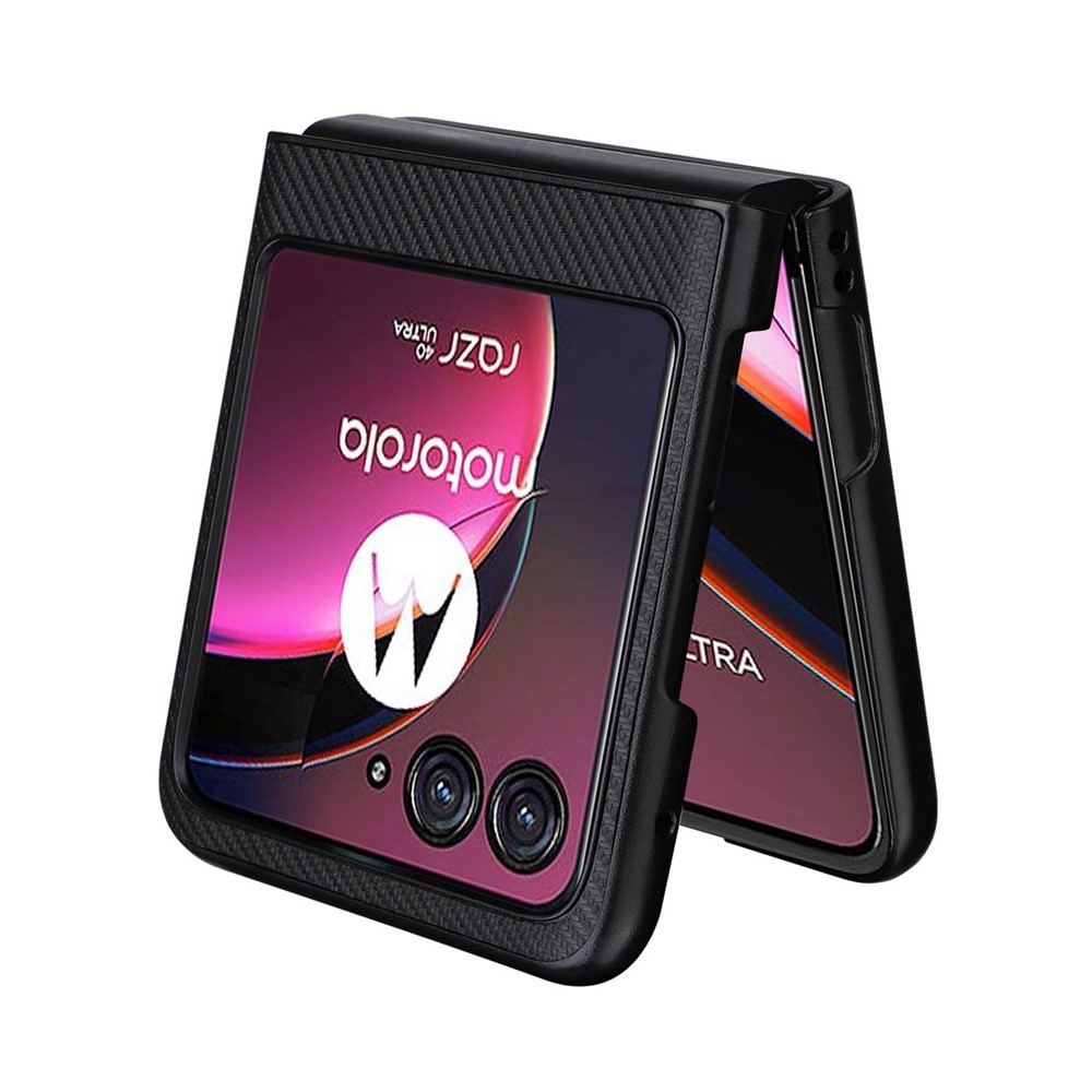 Textúrás műanyag borítás műbőrrel a Motorola Razr 40 Ultra 5G készülékre - fekete