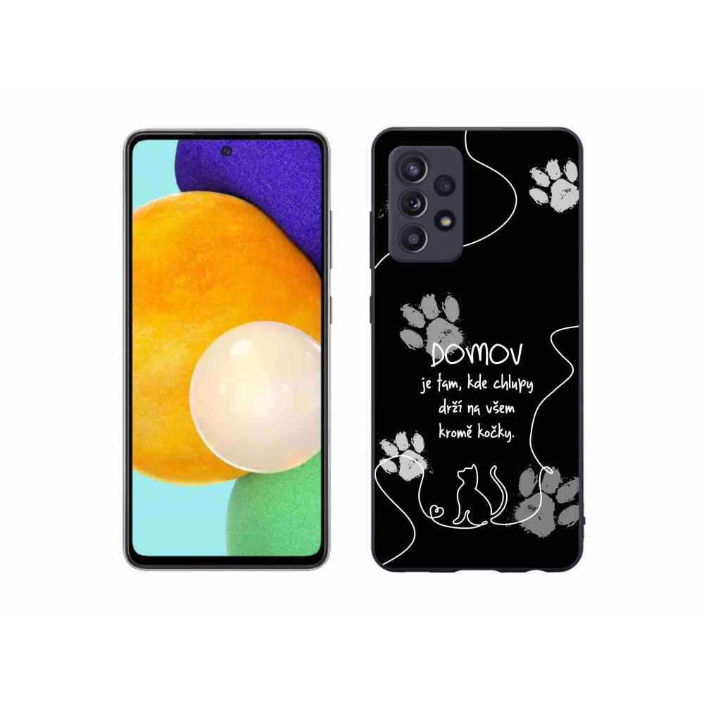 Gél borítás mmCase Samsung Galaxy A52s 5G - macska motívum fekete háttérrel