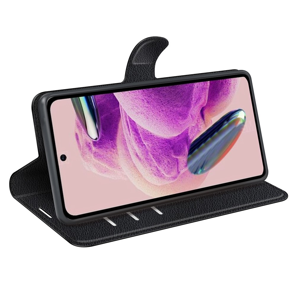 Litchi könyv tok Xiaomi Redmi Note 12S-hez - fekete