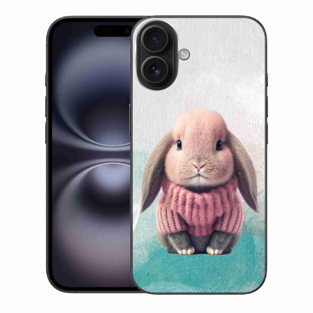 Gél borítás mmCase iPhone 16 Plus készülékhez - nyúl pulóverben