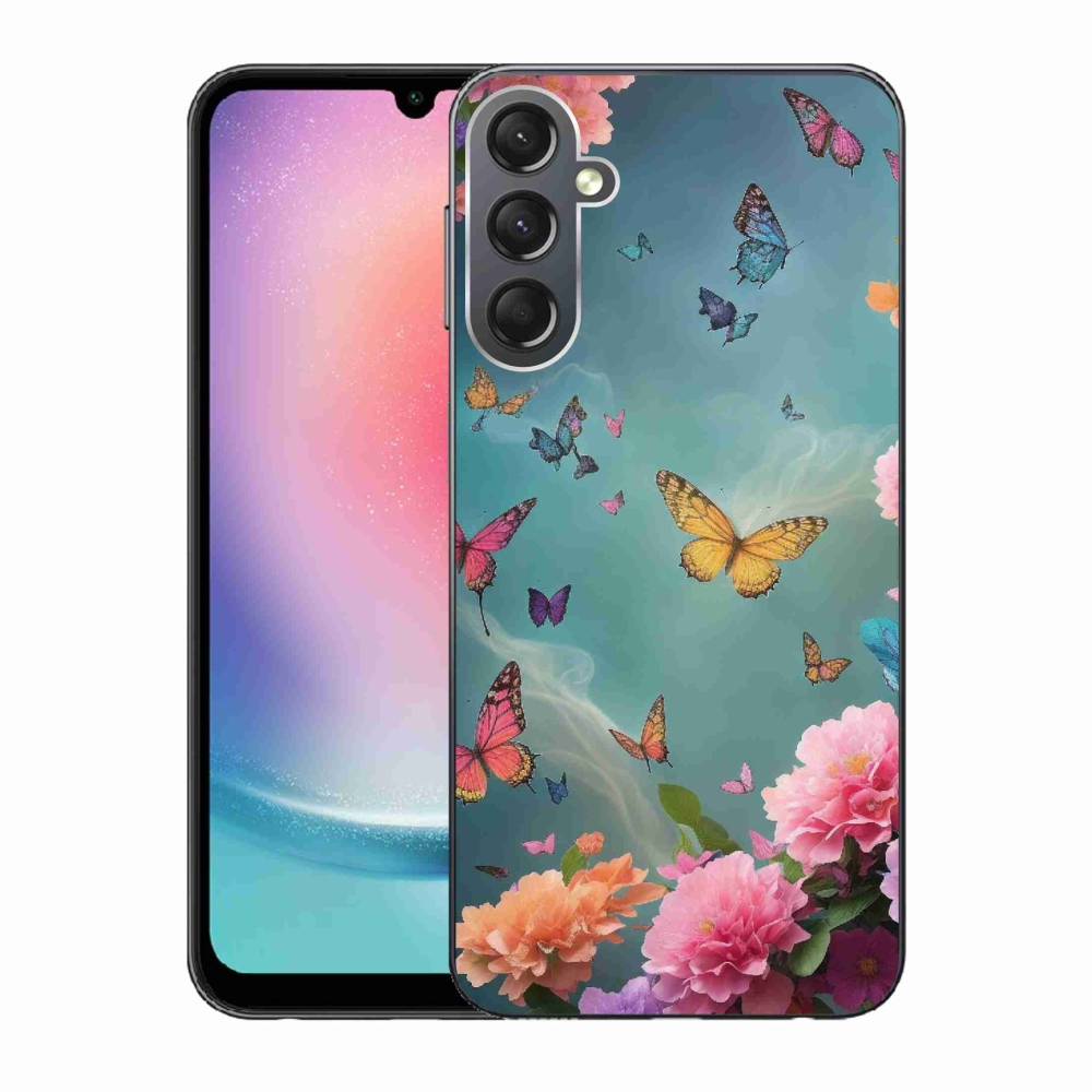 Gél borítás mmCase Samsung Galaxy A24 készülékhez - színes virágok és pillangók