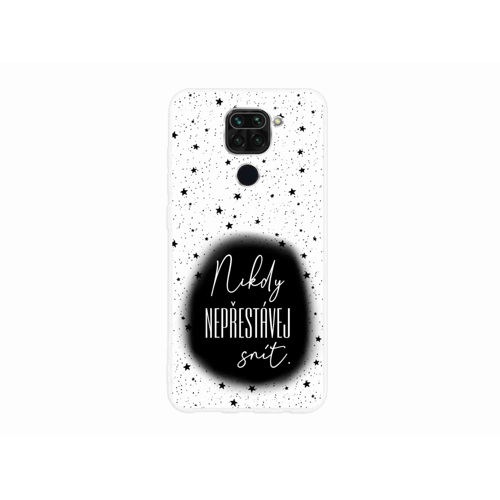 Gél borító mmCase a Xiaomi Redmi Note 9-hez - idézet 1 fekete és fehér háttérrel